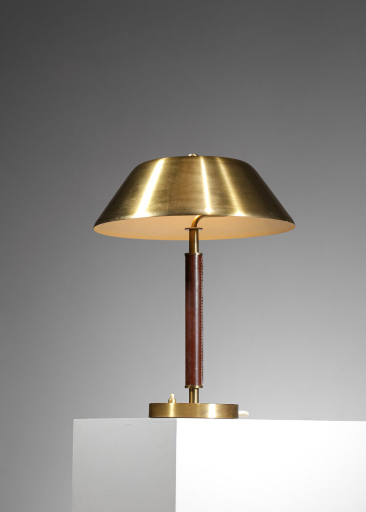 rare lampe suédoise Falkenbergs Belysning laiton et cuir années 50 - G096