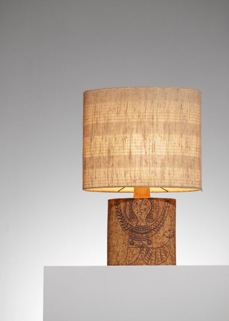 Lampe de table Roger Capron terre chamottée décor Jean Derval - G316