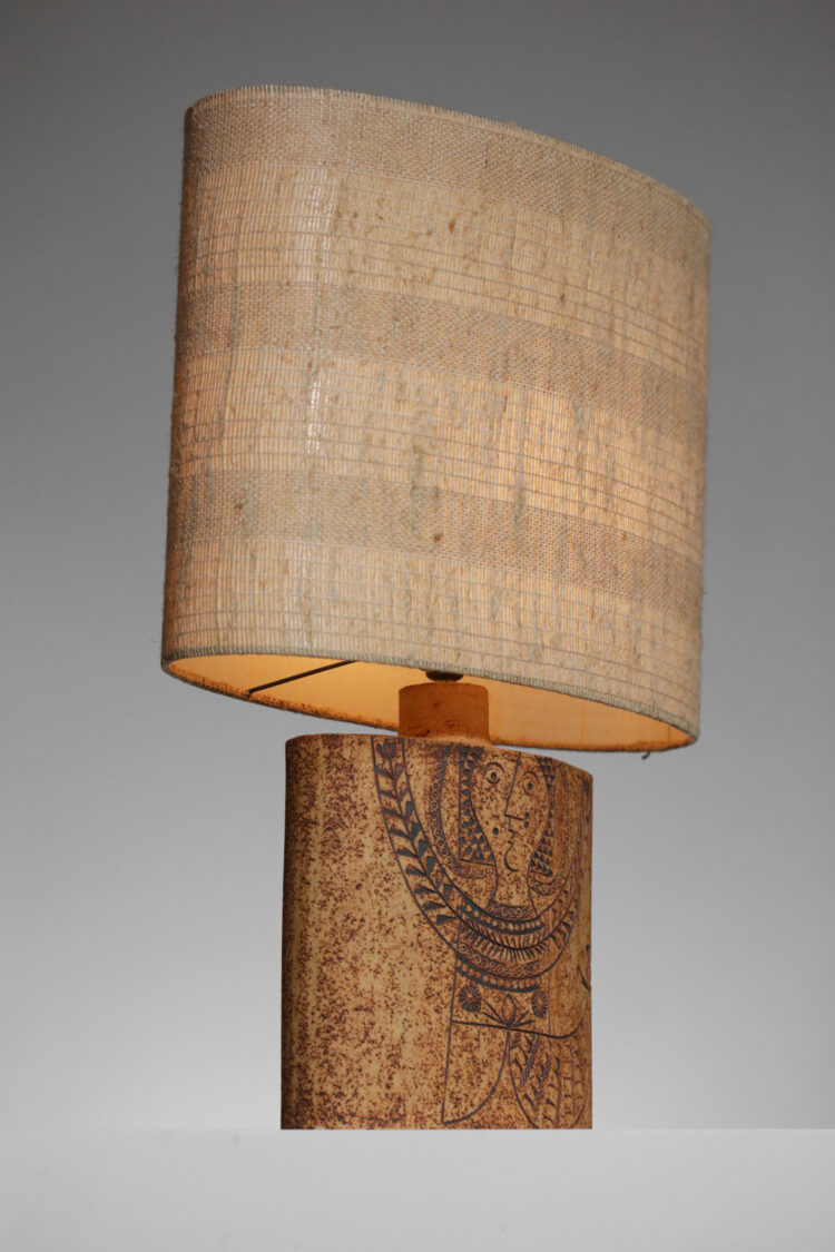 Lampe de table Roger Capron terre chamottée décor Jean Derval - G316