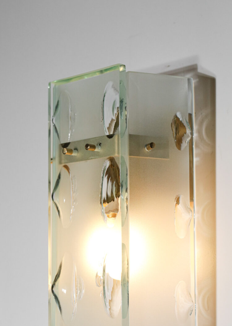 Paire d'appliques 3 dalles de verre dépoli style Max Ingrand - G100