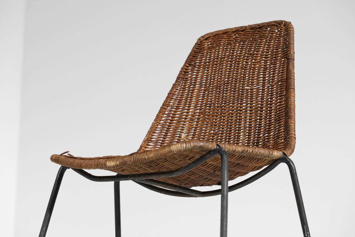 Paire de chaises rotin et métal Gian Franco Legler années 60 - G576