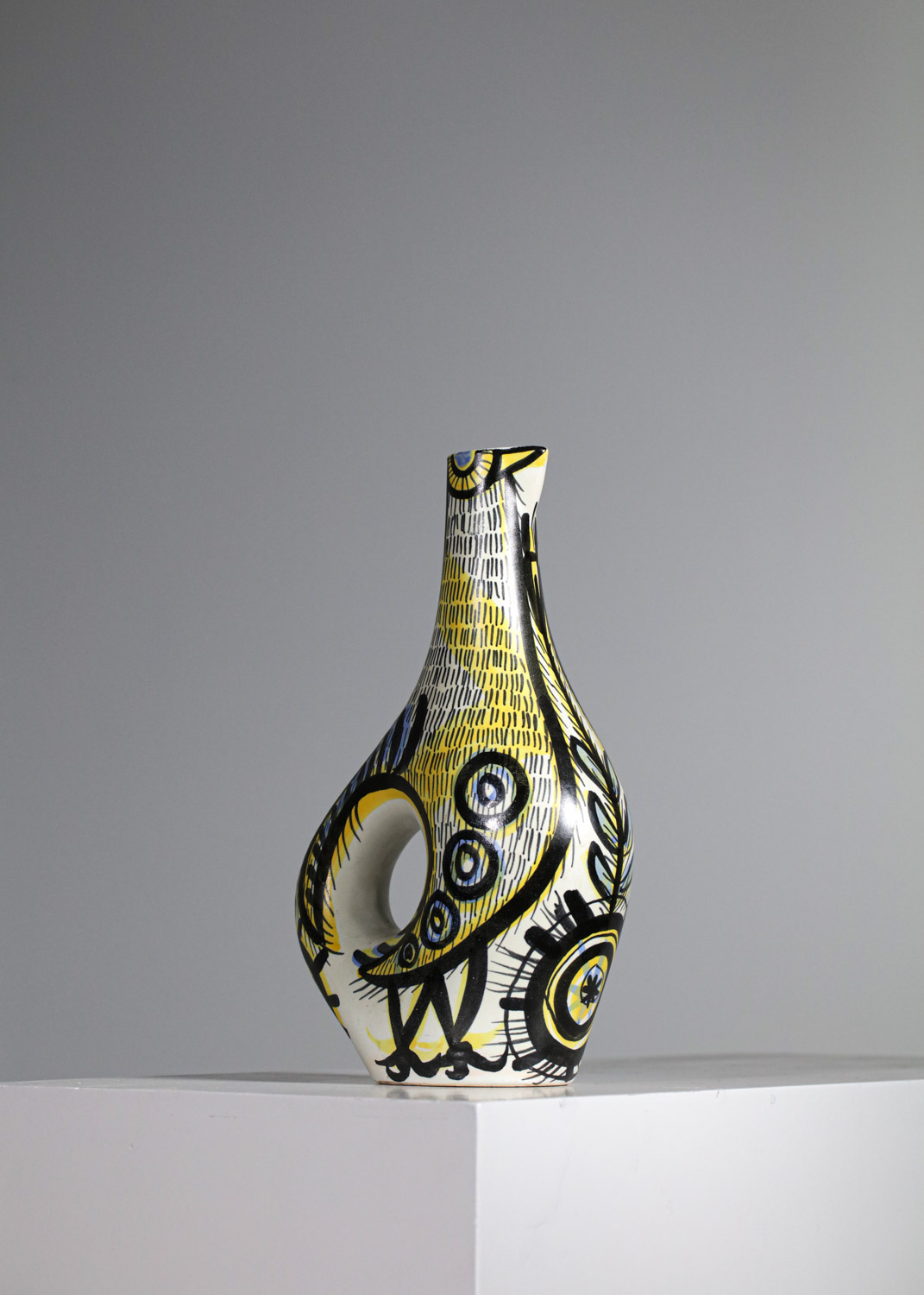 Pichet en céramique oiseau kéraluc années 60 - G394