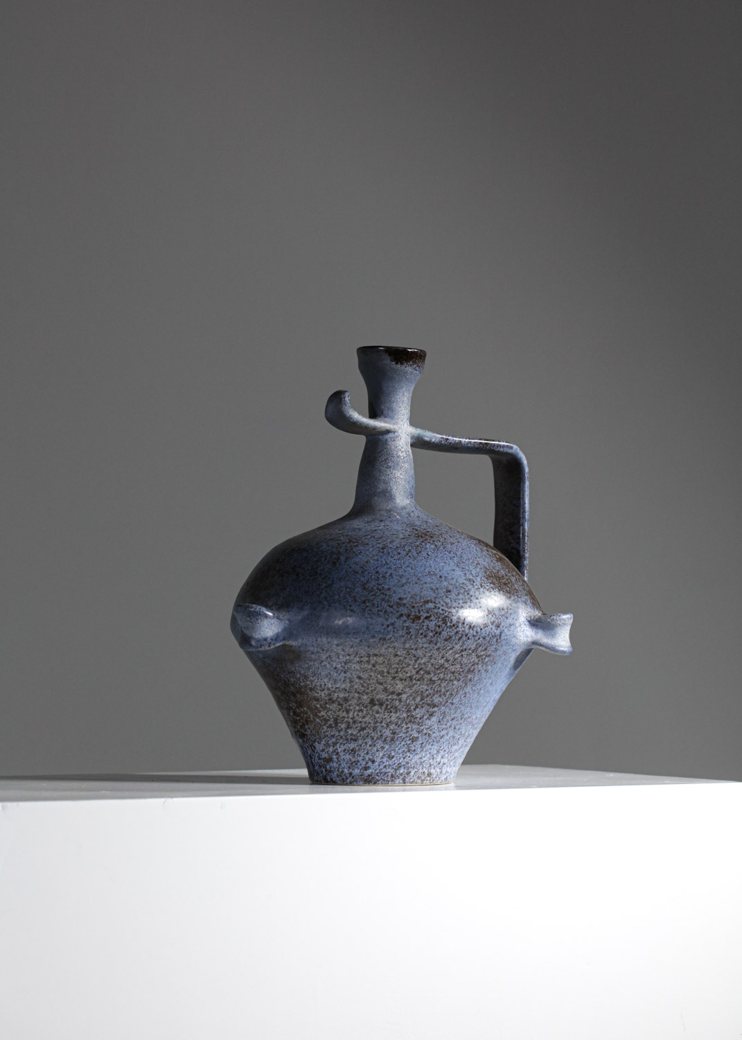 Vase céramique Salins bleu des années 60 - G436