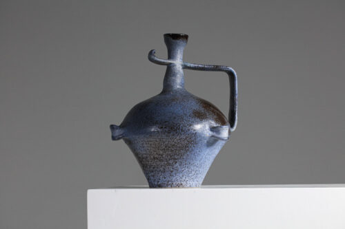 Vase céramique Salins bleu des années 60 - G436