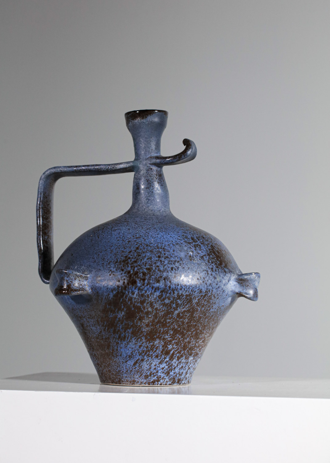 Vase céramique Salins bleu des années 60 - G436