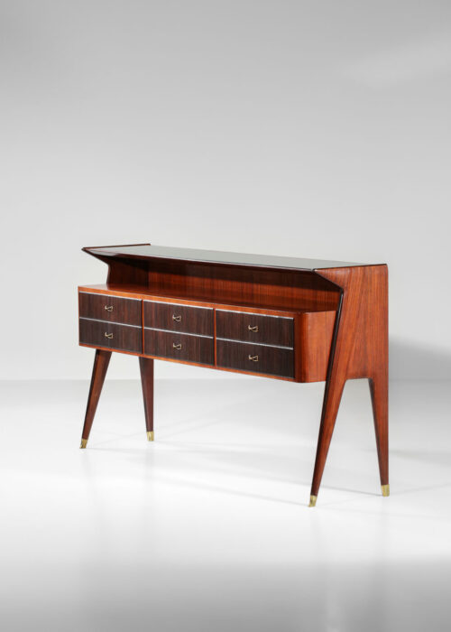 Grande console attribuée à Vittorio Dassi palissandre et verre - G710