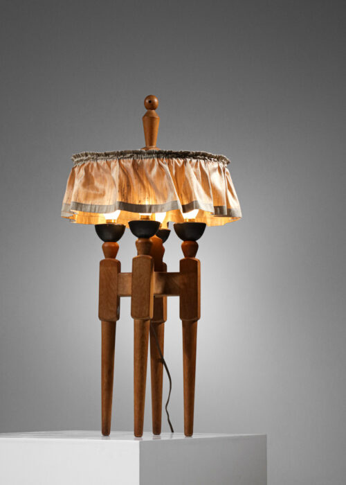 Lampe à poser Guillerme et Chambron années 50 chêne et céramique - G044