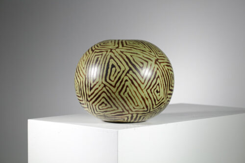 Vase boule décor géométrique style art déco - E088