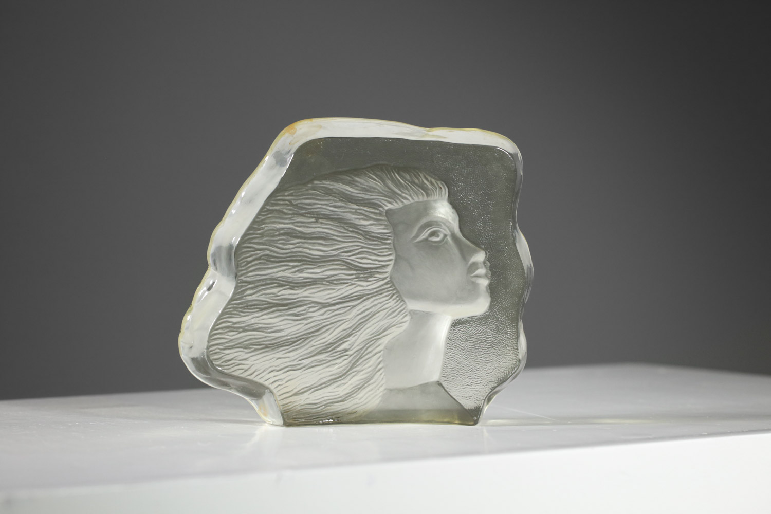 Visage en verre style Lalique art nouveau des années 40