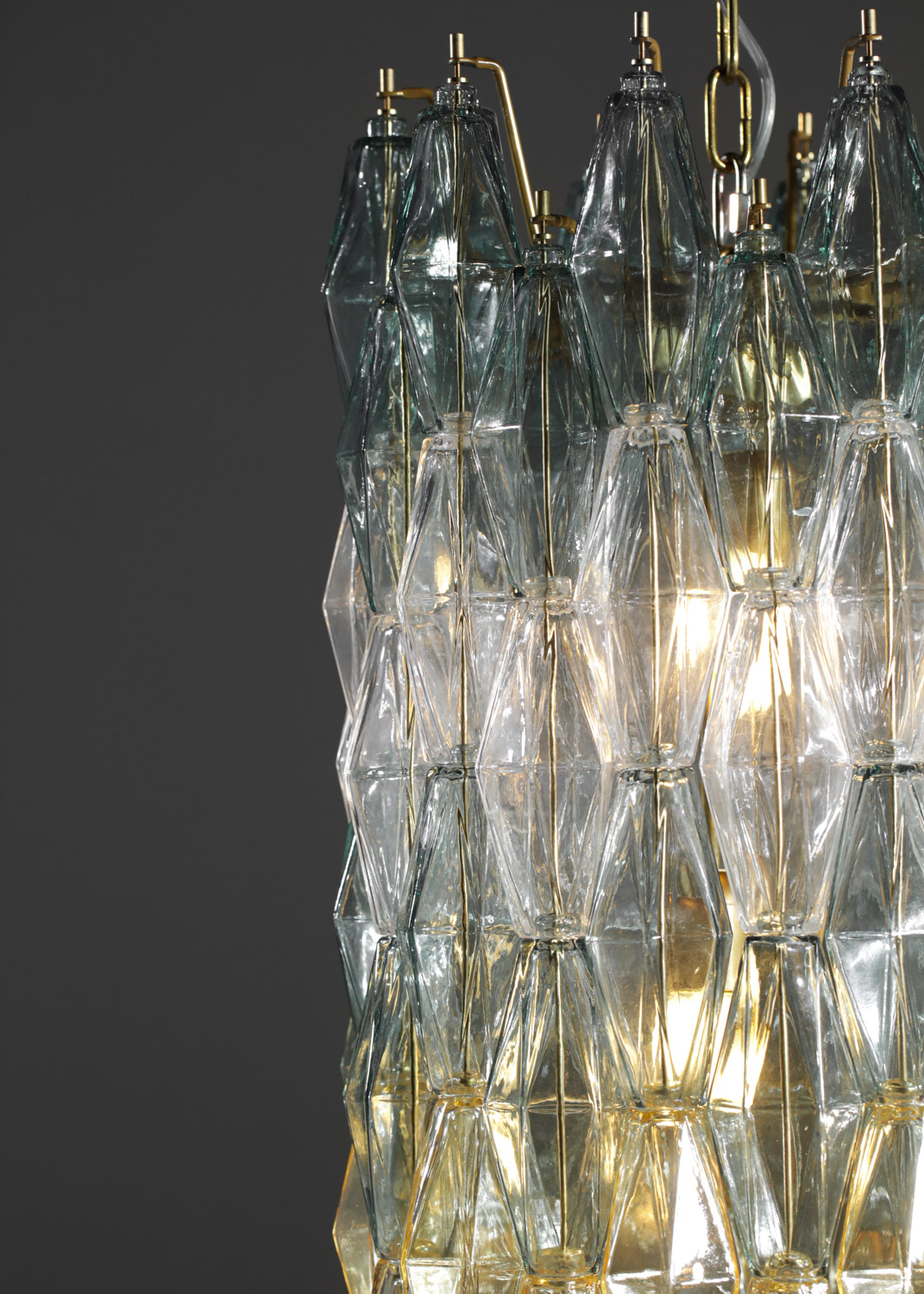 Lustre moderne polyhèdres style Carlo Scarpa verre Murano Venini "Domini bis" - EL150