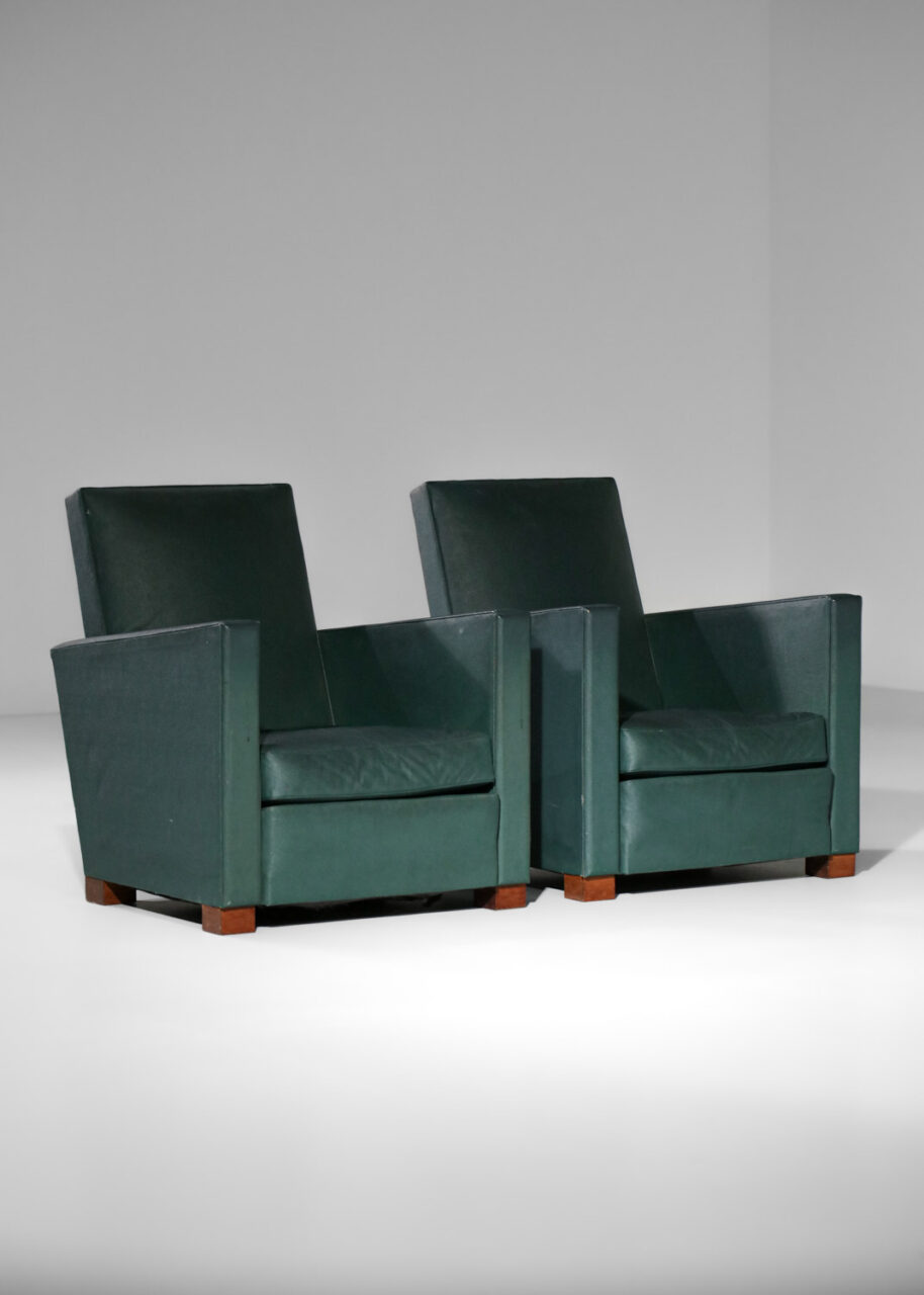 Fauteuil Club Art Déco Palazzo INT - Simili Cuir Beige - Bois De Racine - Années 20