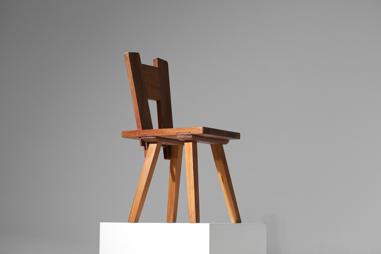 chaise en pin années 60 style Christian Durupt Henry Jacques Le Même - G455