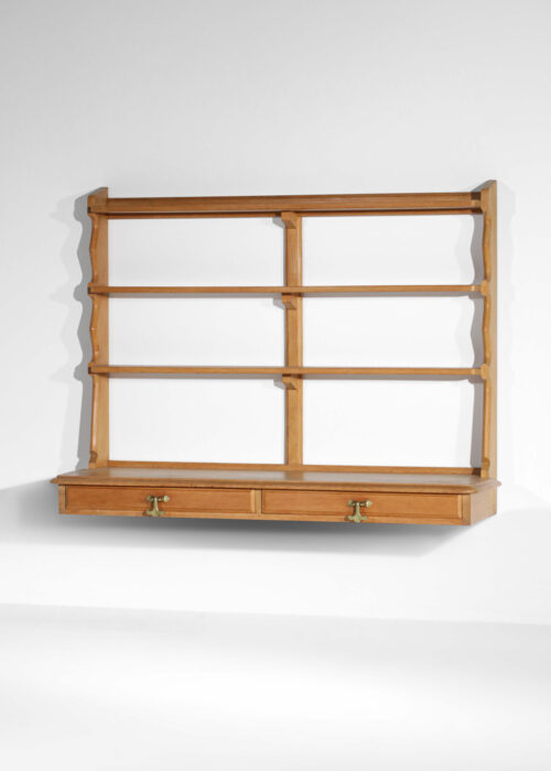 console étagère murale guillerme et chambron en chêne années 60 G636