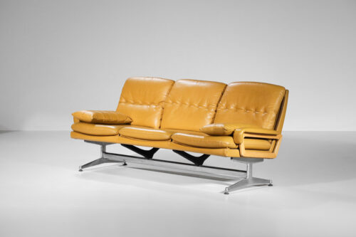 Canapé cuir jaune style Charles et Ray Eames - sofa banquette germany - H06