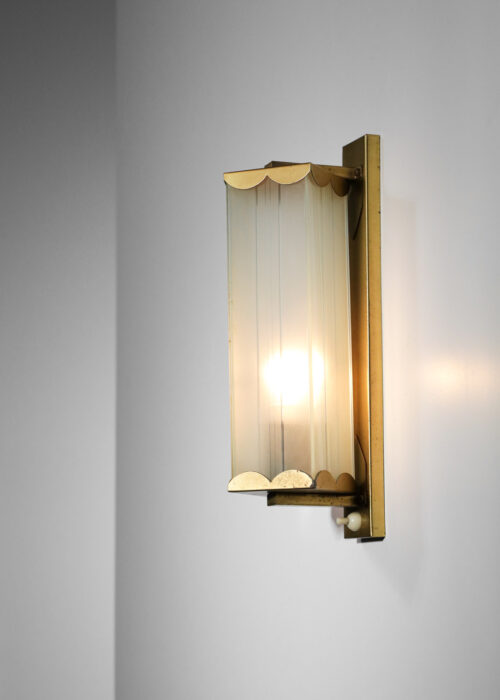applique suédoise années 50 laiton et verre - H076
