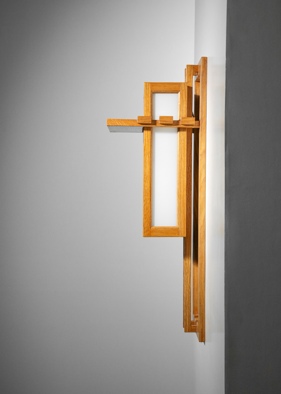 grande paire d appliques en bois et verre style Frank Lloyd Wright modernistes blanches - G811