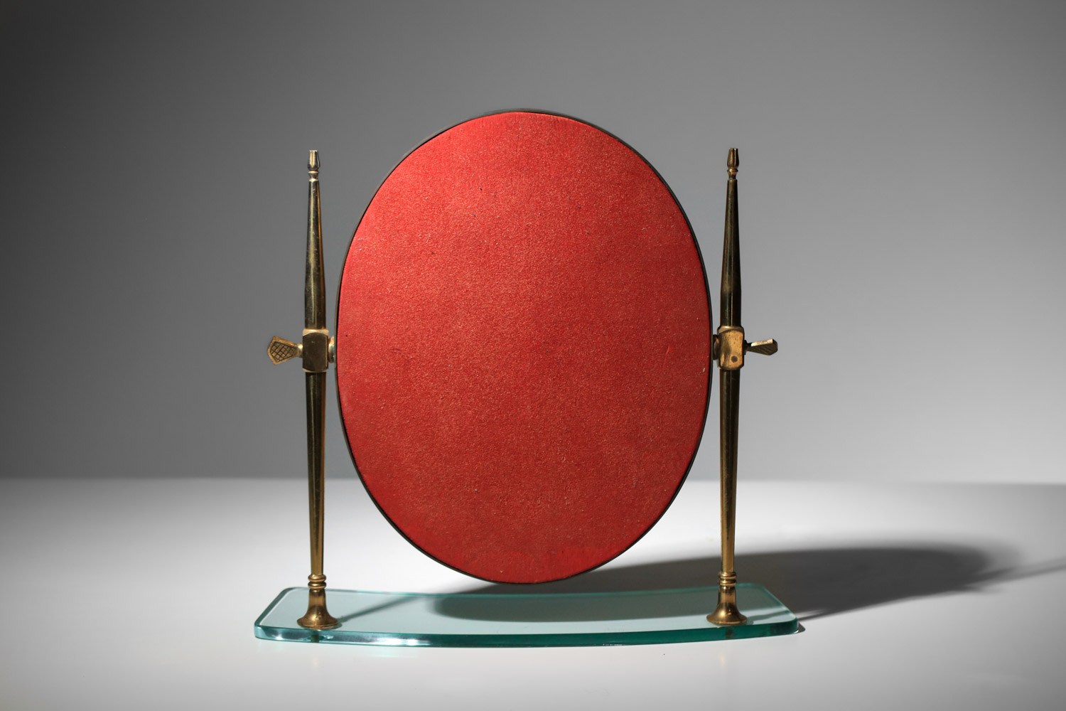 miroir de table italien laiton et dalle de verre - H166