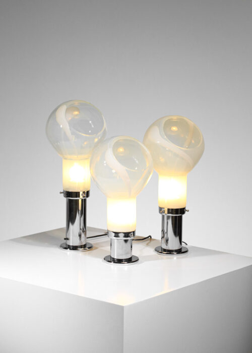 trio de lampes à poser italiennes attr. à Mazzega en verre années 70 - G462