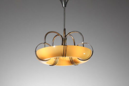 lustre suspension italienne moderniste art déco en verre anneau - G750