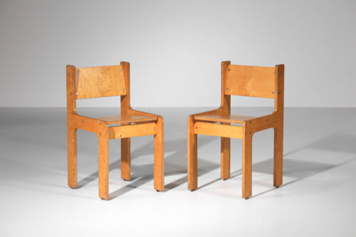 paire de chaises architecturales en contreplaqué des années 70 - H451