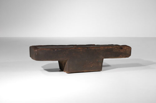 table basse mortier ethnique brutaliste en bois massif - H386
