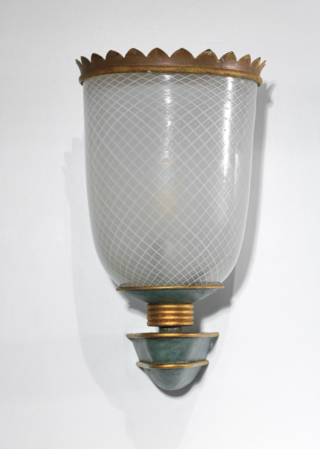 grande paire d'appliques italiennes années 30 en verre filigrané de venini - H550