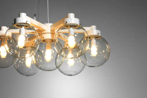 lustre italien style BBPR studio années 70 en métal et verre - H354 