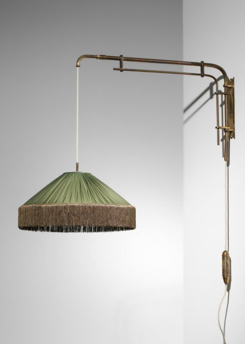 grande potence italienne années 50 en laiton abat-jour franges soie G200