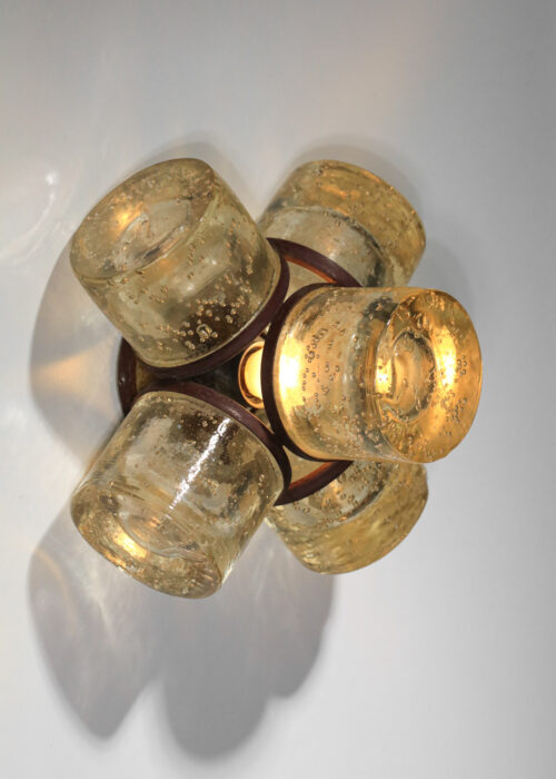 Lot de 7 appliques italiennes en verre épais des années 40