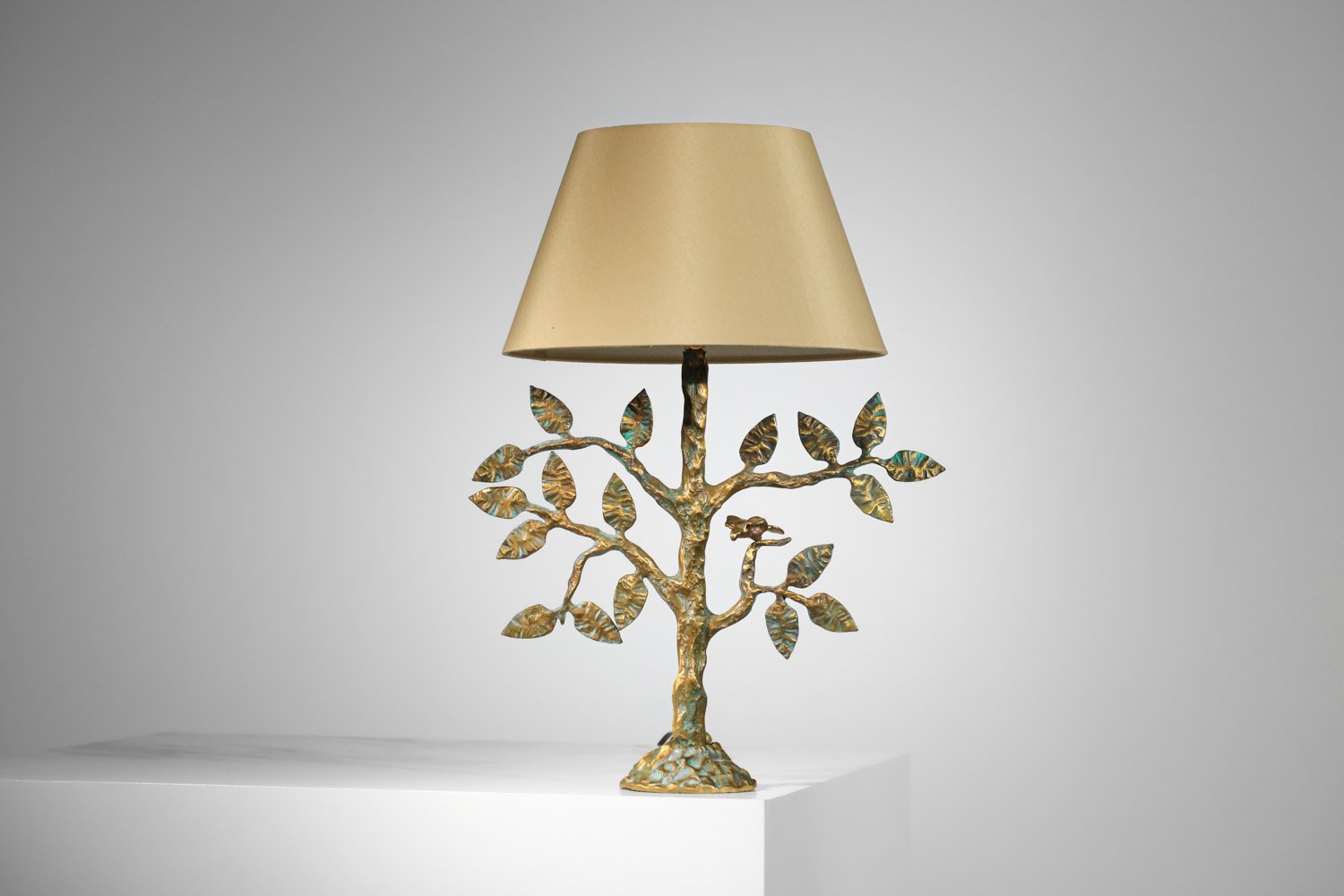 lampe de table en bronze doré arbre à feuilles style Diego Giacometti - H053