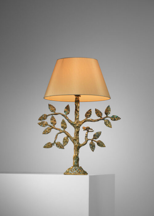 lampe de table en bronze doré arbre à feuilles style Diego Giacometti - H053