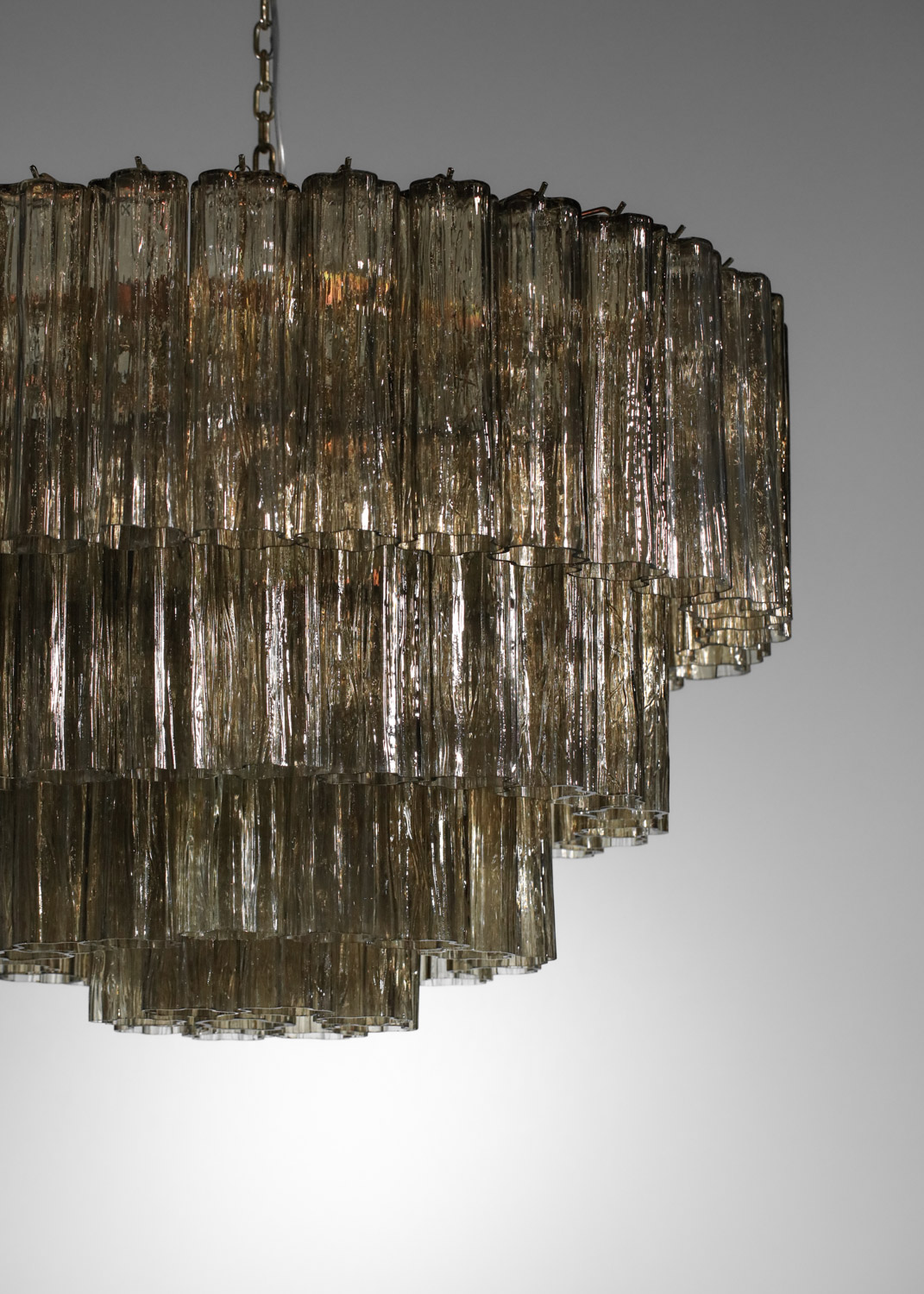 lustre moderne en verre de murano cylindre "Fumato" - EL152