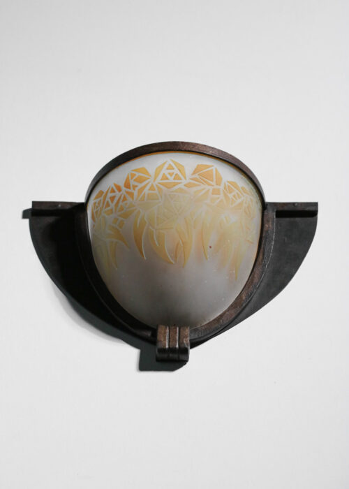 paire d'appliques art déco Frère Muller Luneville gravées à l'acide années 30 - H673