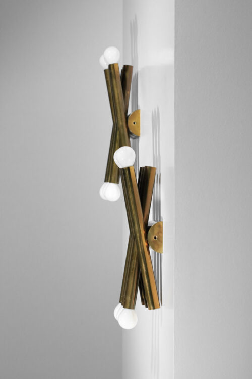 paire d' appliques italiennes Stilnovo en tube de laiton années 60 - F242