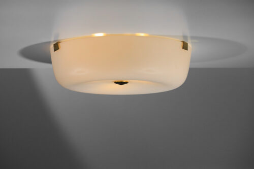 plafonnier en opaline années 70 et laiton H680