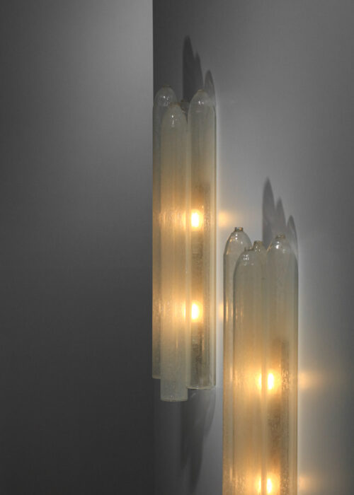 suite de 4 grandes appliques carlo nason pour mazzega en verre de murano tubes - H662