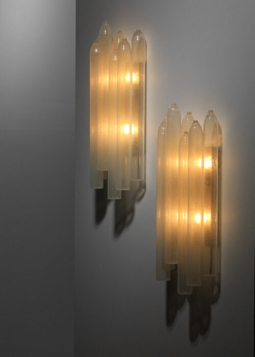 suite de 4 grandes appliques carlo nason pour mazzega en verre de murano tubes - H662