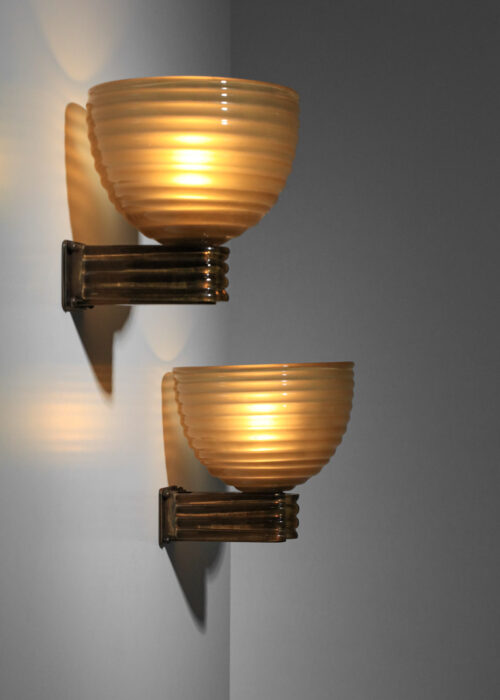 grande paire d'appliques tommaso buzzi en verre de murano italien - H412