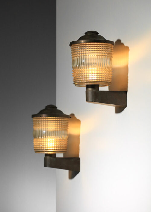 grande paire d'appliques Perzel des années 30 art déco bronze - G427 