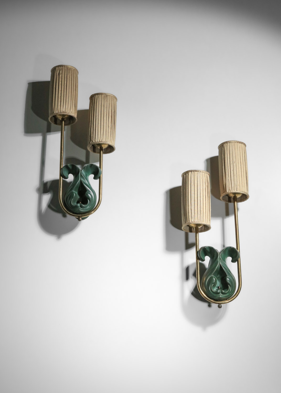 paire d'appliques en céramique Georges Jouve pour Asselbur années 60 - G832