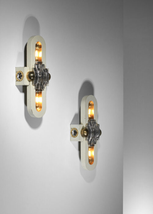 Paire d'appliques italiennes années 40 / 50 en laiton et métal laqué veilleuses - H389