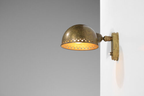 Applique française orientable par Genet et Michon en laiton massif oxydé moderniste - I067