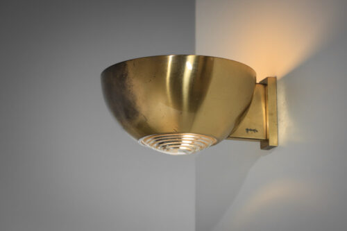 grande applique attr. à Perzel non signée années 50 art déco laiton et verre - H511