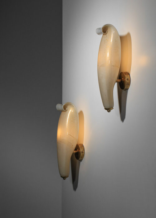 Applique italienne feuille d_or en verre venini attr. tomaso buzzi I127