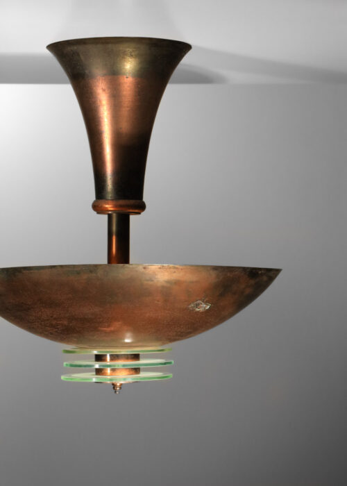 lustre art déco en cuivre et verre G786
