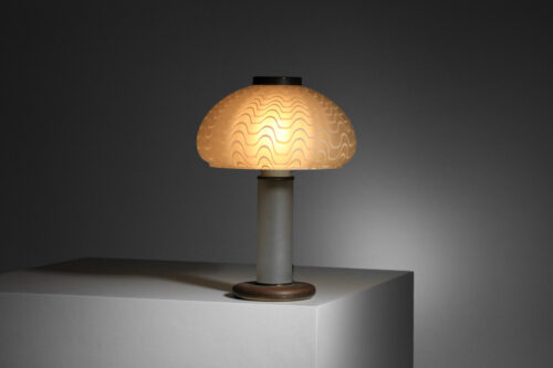 lampe de table champignon italienne en verre années 80 laiton - I284