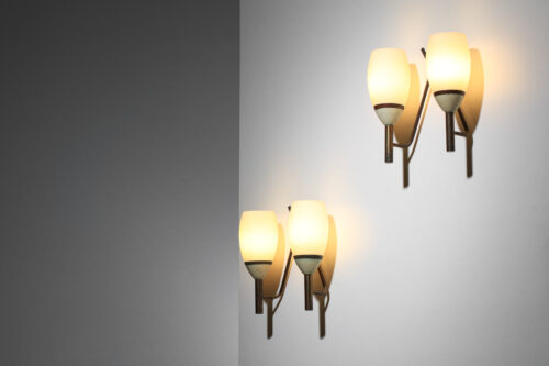 paire d'appliques italiennes double opaline années 50- G722