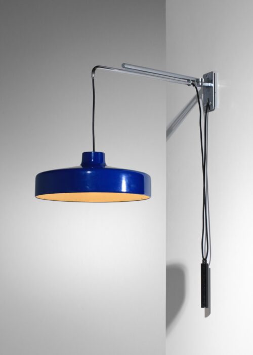 potence italienne bleue Gino Sarfatti métal chromé années 60 - H135
