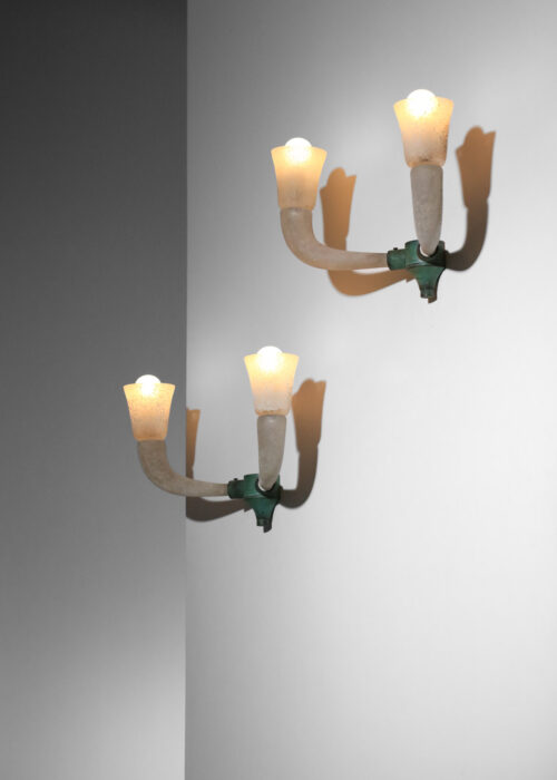 suite de 4 d'appliques italienne années 40 Séguso trompettes - I179