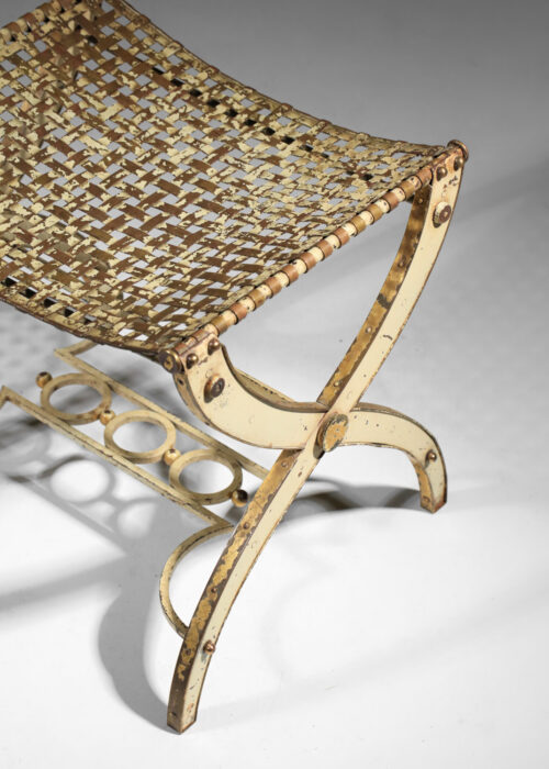 tabouret moderniste des années 30 40 en laiton et acier laqué non identifié style villa kérylos I298